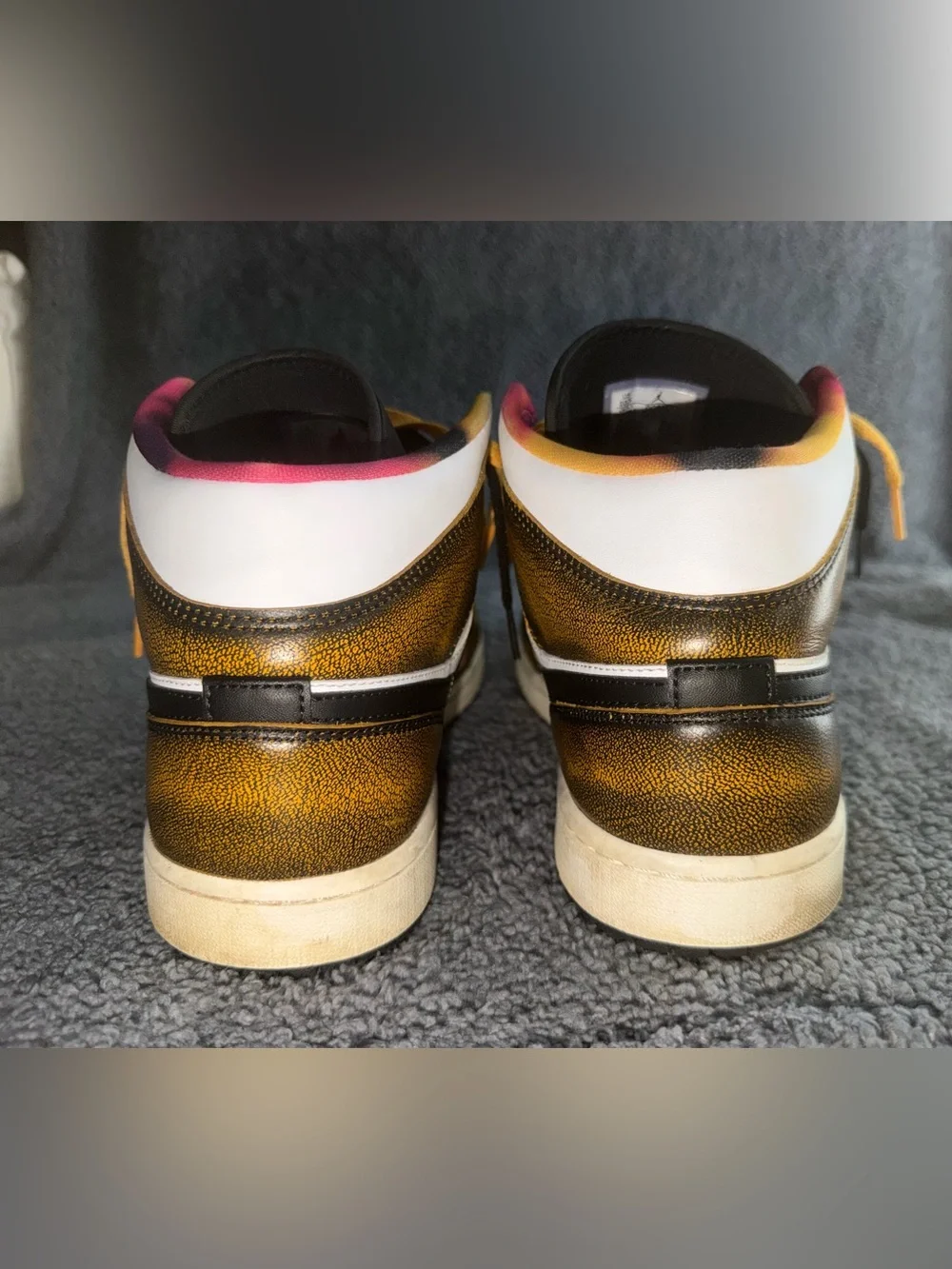 Air Jordan 1 Mid SE “Wear Away” Black/Taxi – Men’s 10.5